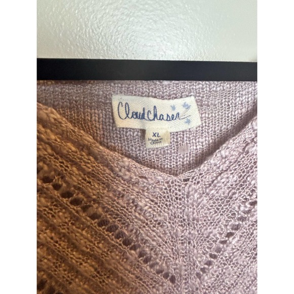 Cloud chaser V Neck Sweater Heathered Open Knit Cozy Layers - Picture 4 of 8